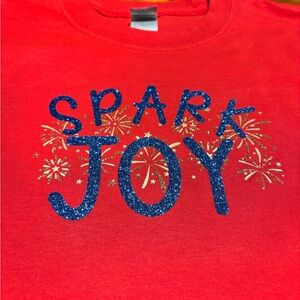 Adult Small “Spark Joy” Long Sleeve Tshirt. Gildan Tshirt, never worn